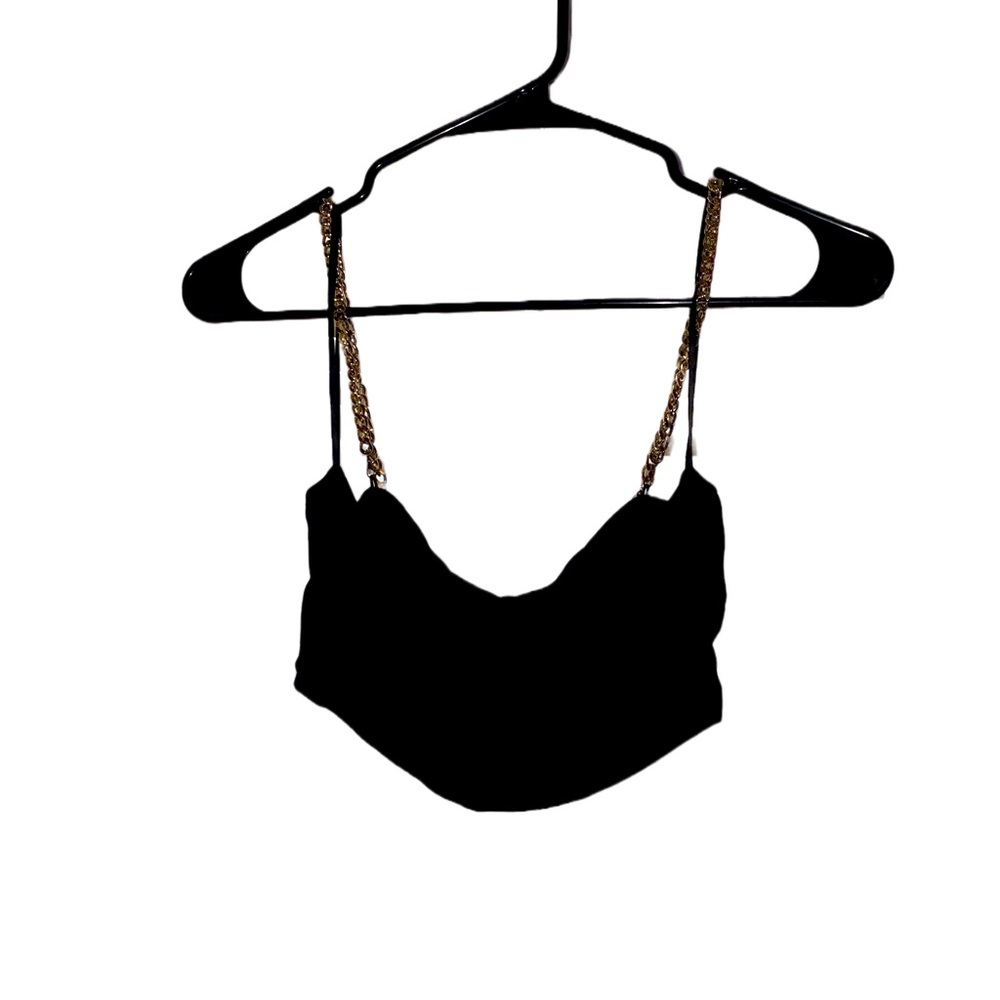 SHEIN cropped bandeau cami with gold chain link straps Size XS